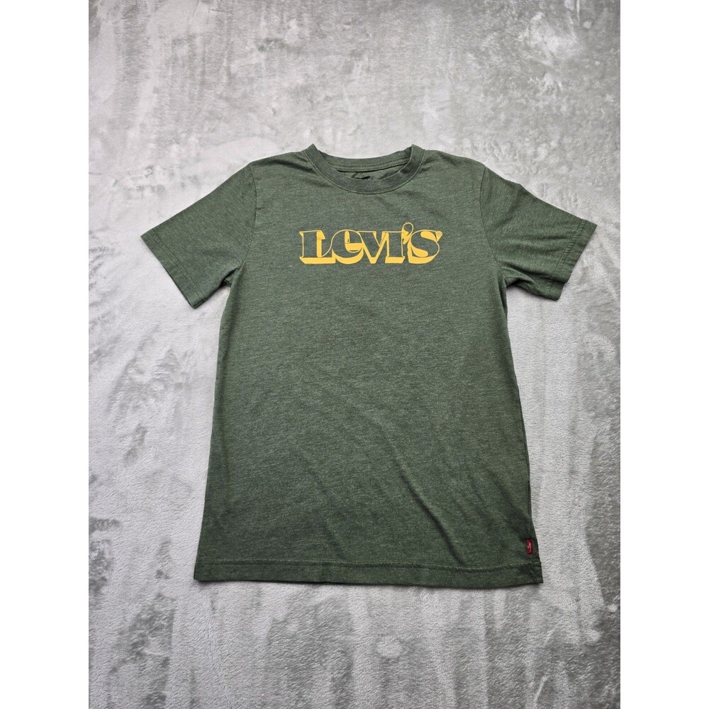 Levi's Graphic T-Shirt Youth Large 12-13 Yrs Green Yellow Logo Short Sleeve Tee